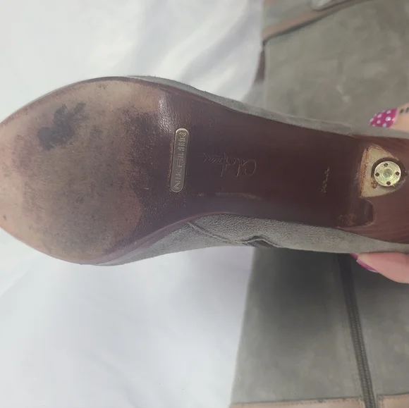 Cole Haan Nike Air Suede Tall Boots Size 9 Sage Gray Spring Heeled - Picture 9 of 14